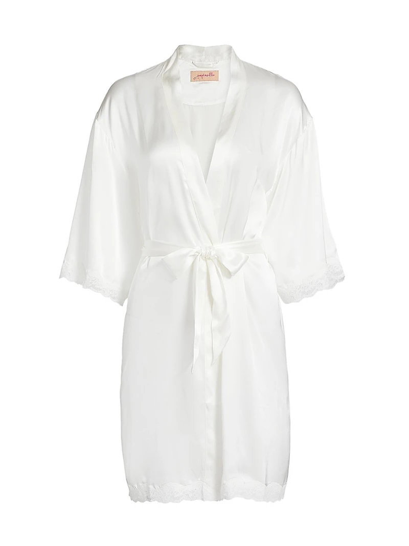 Camille Silk Lace-Trimmed Short Robe