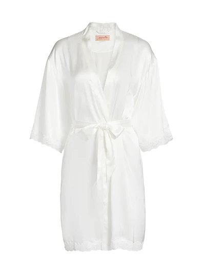Camille Silk Lace-Trimmed Short Robe