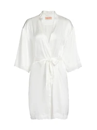 Camille Silk Lace-Trimmed Short Robe