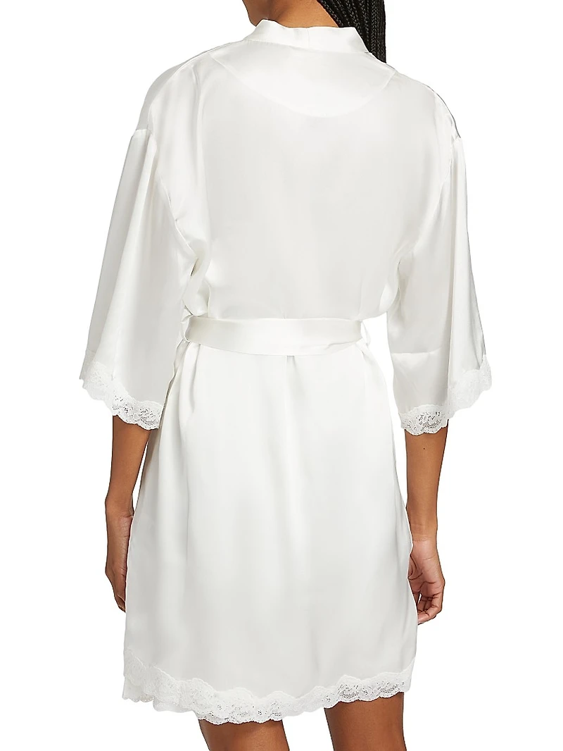 Camille Silk Lace-Trimmed Short Robe