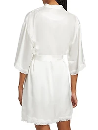 Camille Silk Lace-Trimmed Short Robe