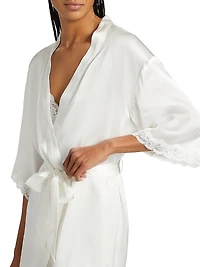 Camille Silk Lace-Trimmed Short Robe