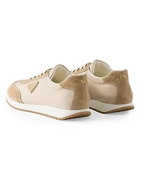 Drill Fabric and Suede Sneakers