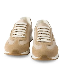 Drill Fabric and Suede Sneakers