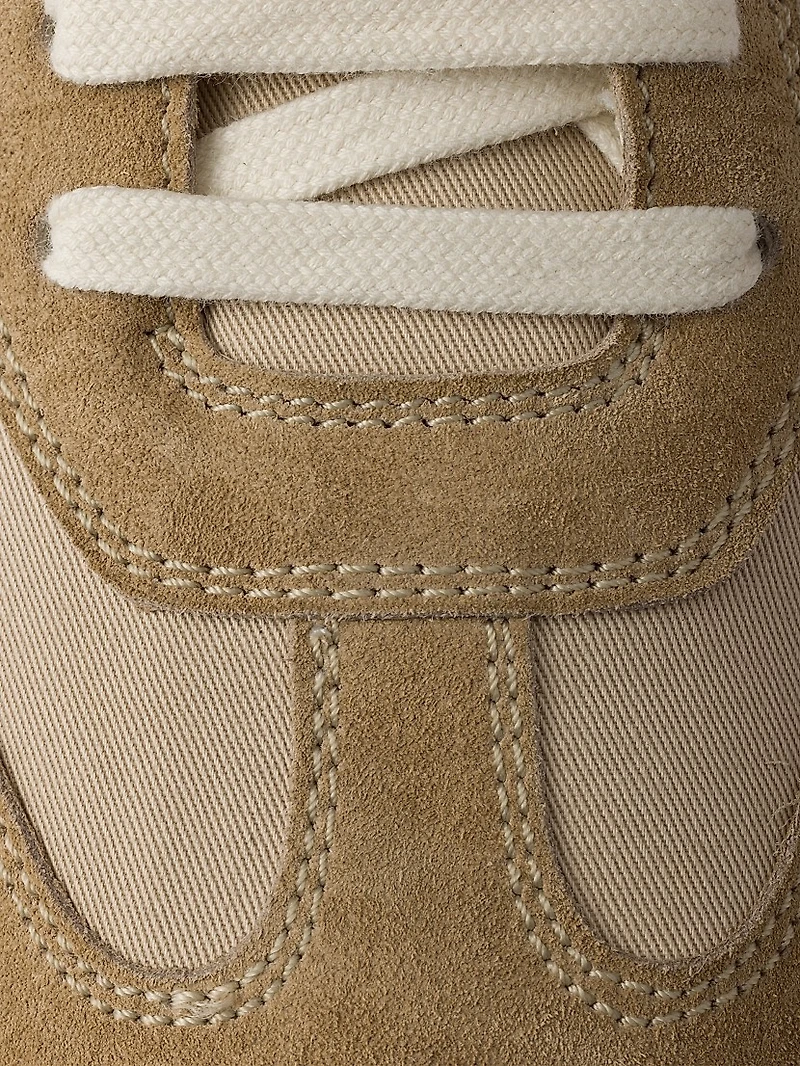 Drill Fabric and Suede Sneakers