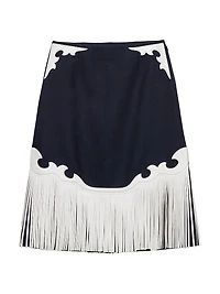 Rush Stitch Skirt with Leather Fringe