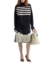 Rush Stitch Skirt with Leather Fringe