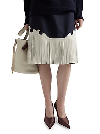 Rush Stitch Skirt with Leather Fringe