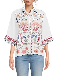 Isla Embroidered Button-Front Shirt