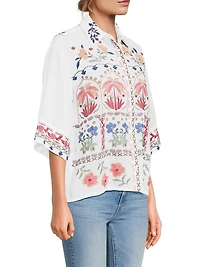 Isla Embroidered Button-Front Shirt