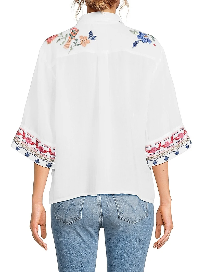 Isla Embroidered Button-Front Shirt