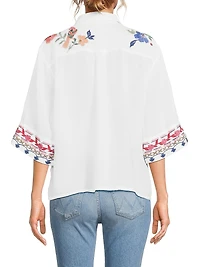 Isla Embroidered Button-Front Shirt