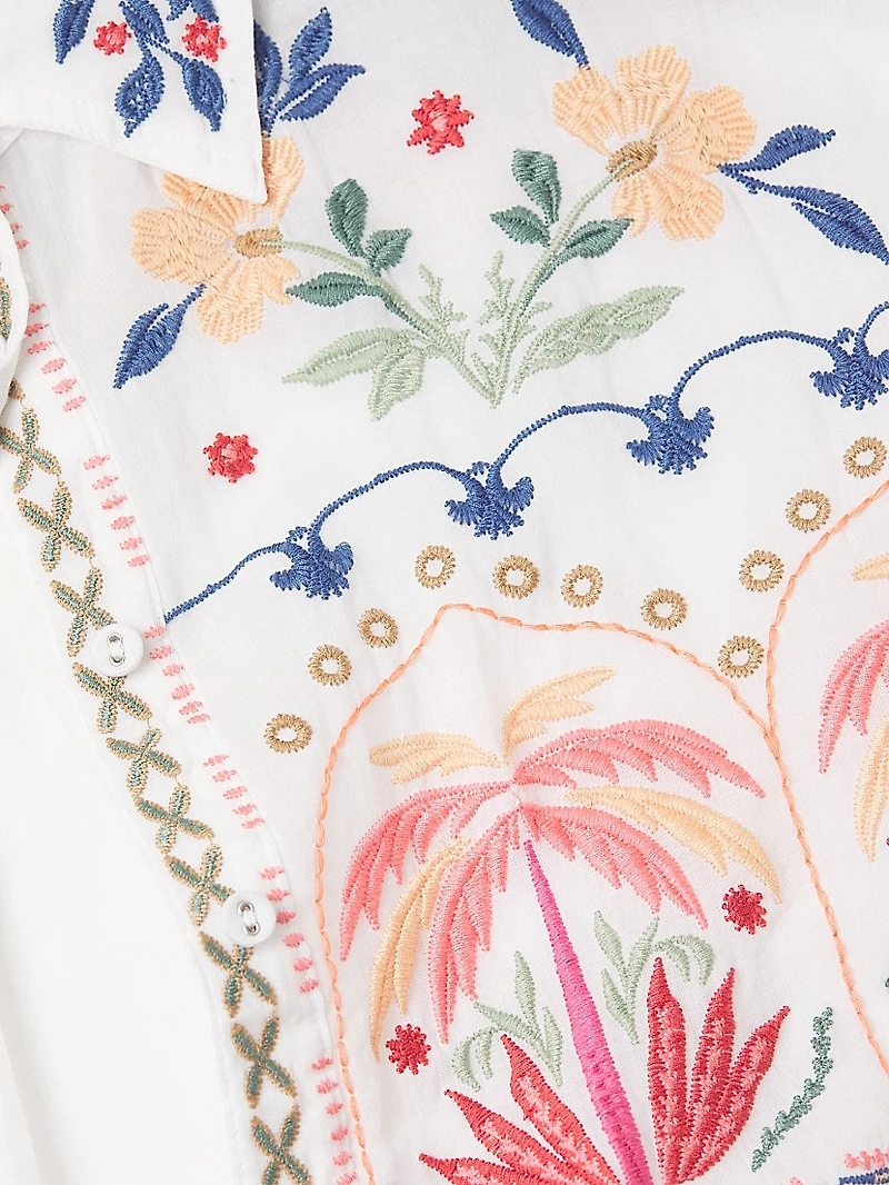Isla Embroidered Button-Front Shirt