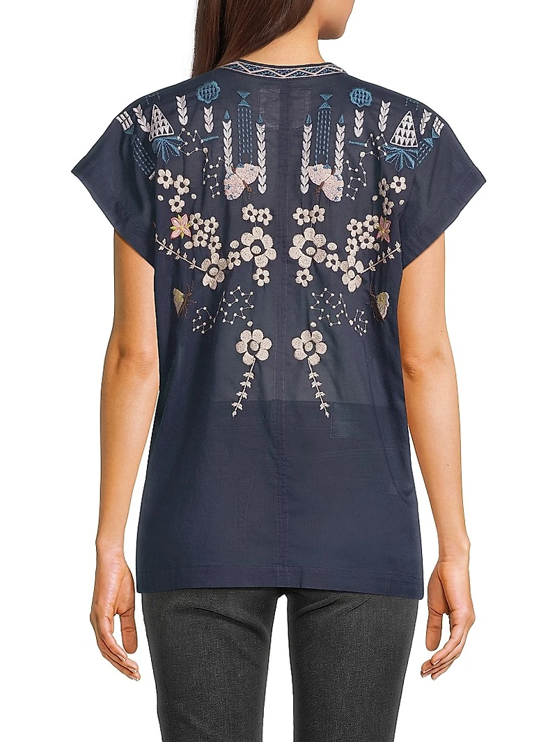 Lemona Joelle Embroidered Cotton Blouse