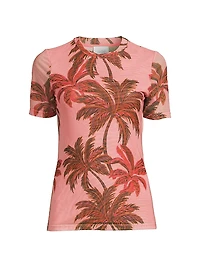 Callie Mesh Tropical Print T-Shirt