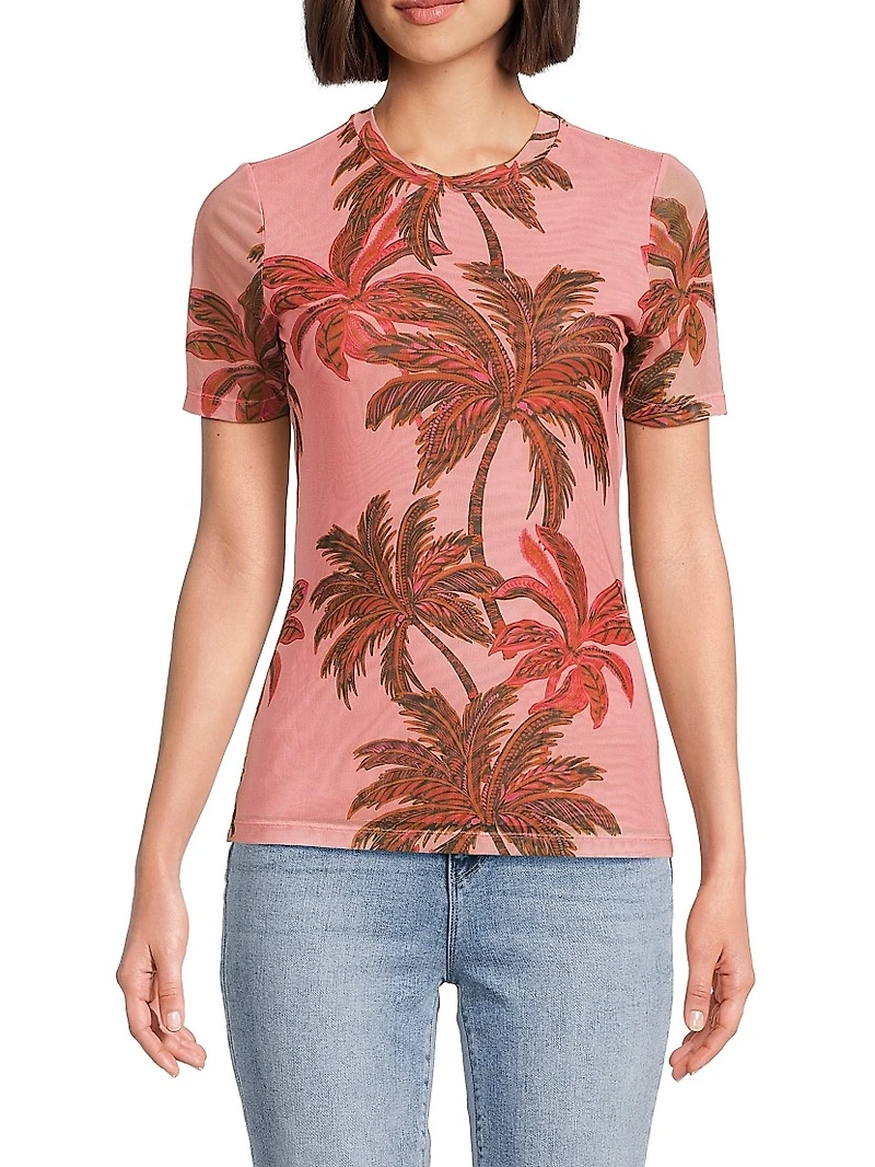 Callie Mesh Tropical Print T-Shirt