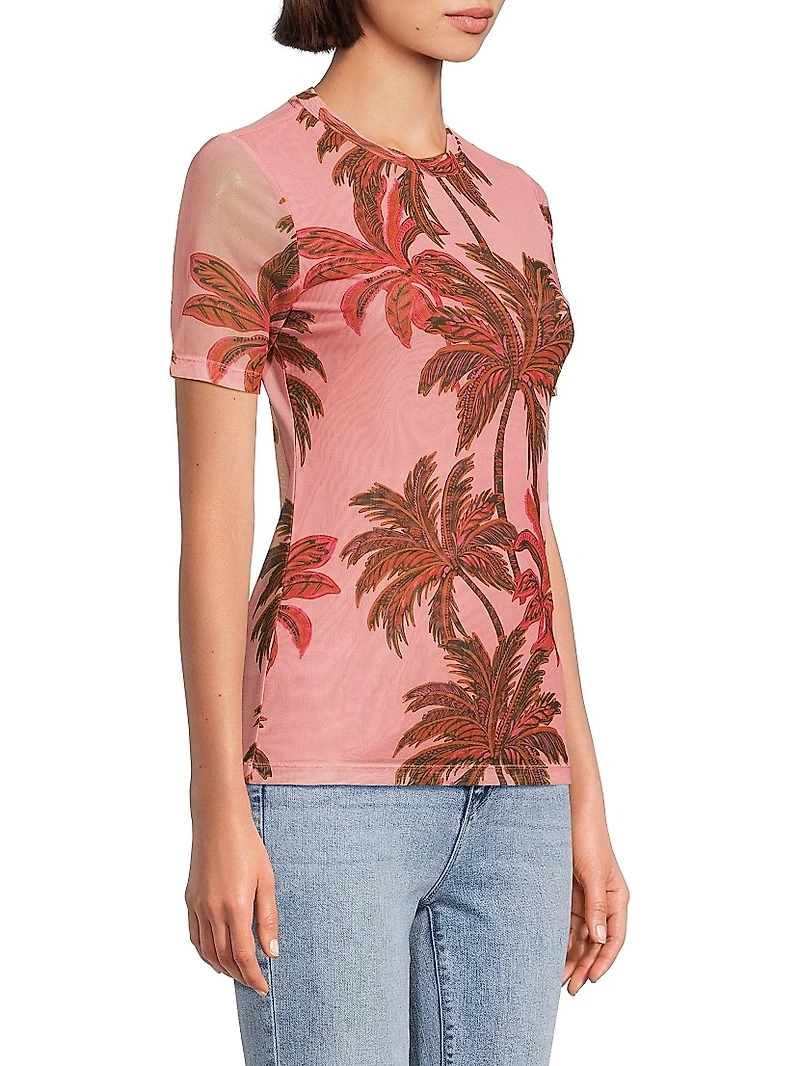 Callie Mesh Tropical Print T-Shirt