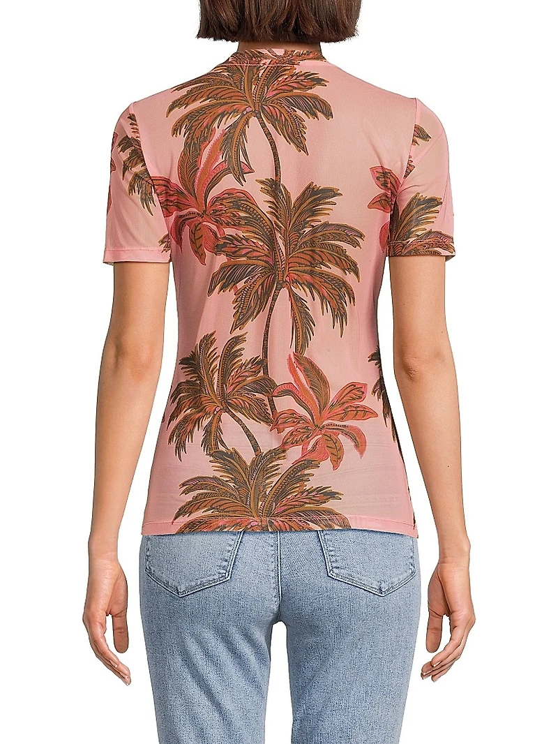 Callie Mesh Tropical Print T-Shirt