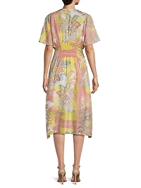 Damaris Floral Silk Midi-Dress