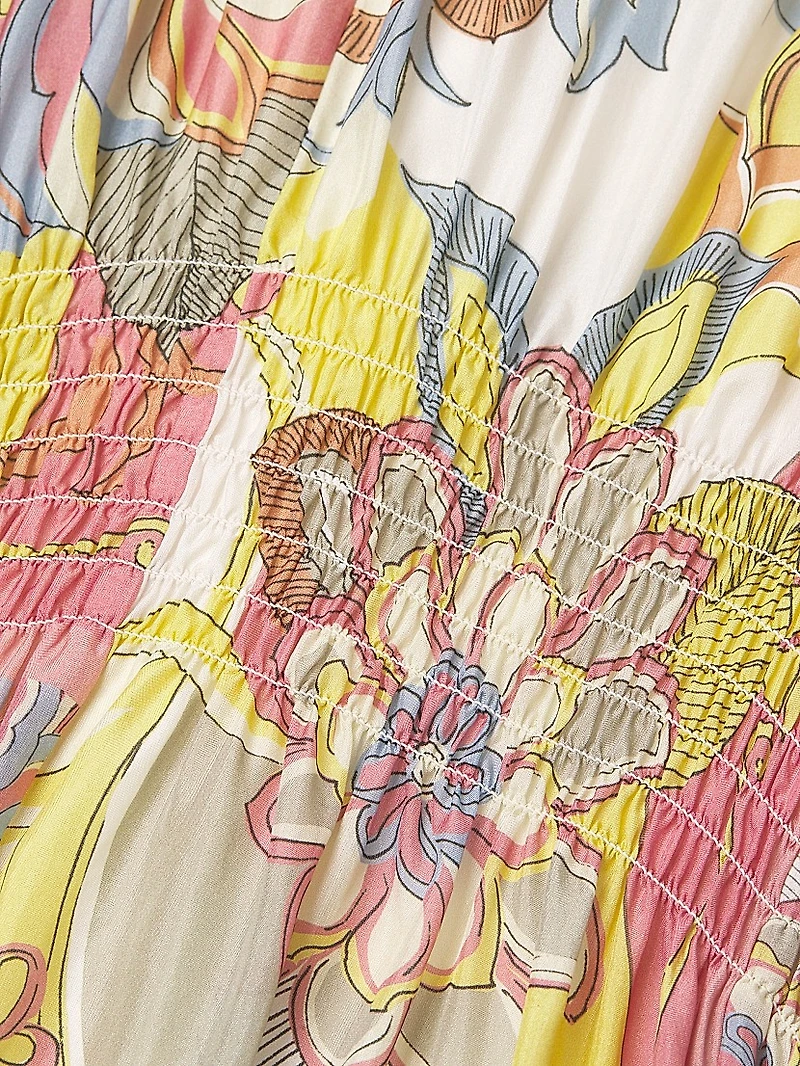 Damaris Floral Silk Midi-Dress