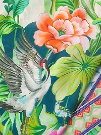 D'amour Shae Floral Silk Kimono-Inspired Robe