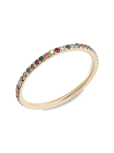 Classic Thread 18K Rose Gold & Multi-Gemstone Eternity Band