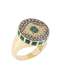Dawn Candy Chevalier 18K Yellow Gold & Multi-Gemstone Eye Pinky Ring