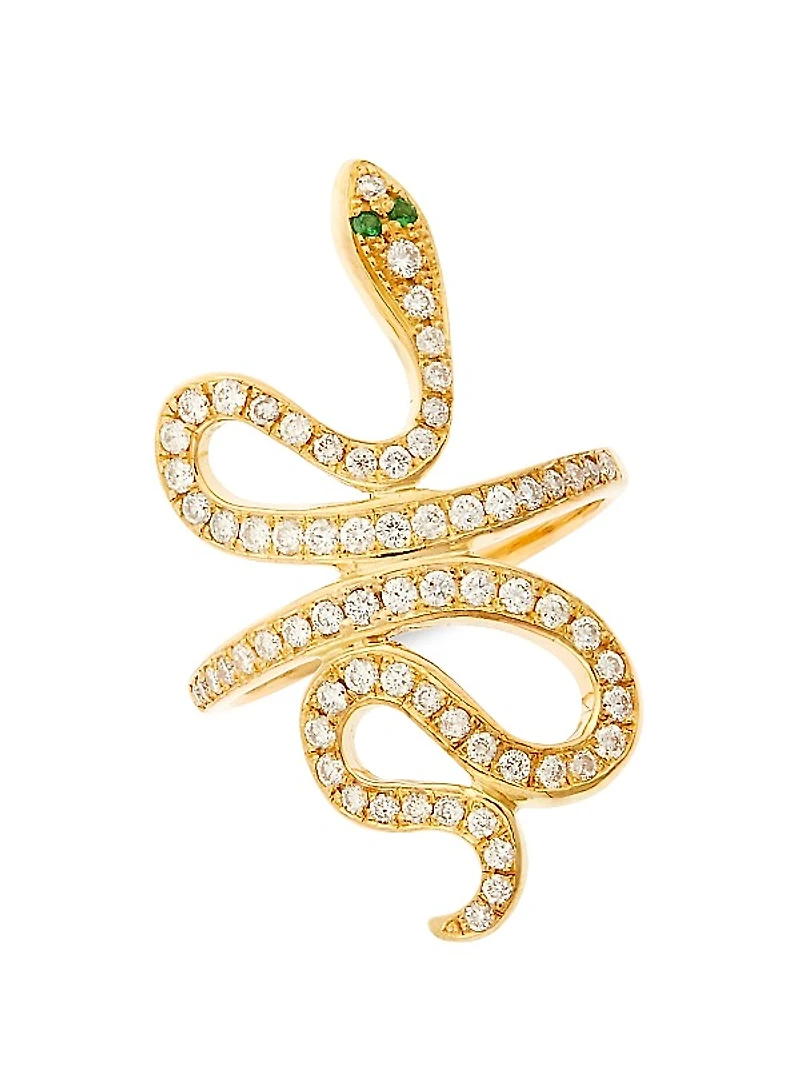 Snakes Slither 18K Yellow Gold, Tsavorite & 1.05 TCW Diamond Ring