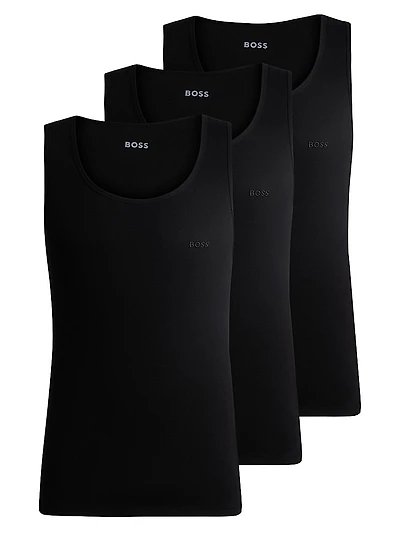Three-Pack of Cotton Tank Tops with Embroidered Logos