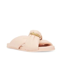 Fendi Feel Knot Leather Slide Sandals