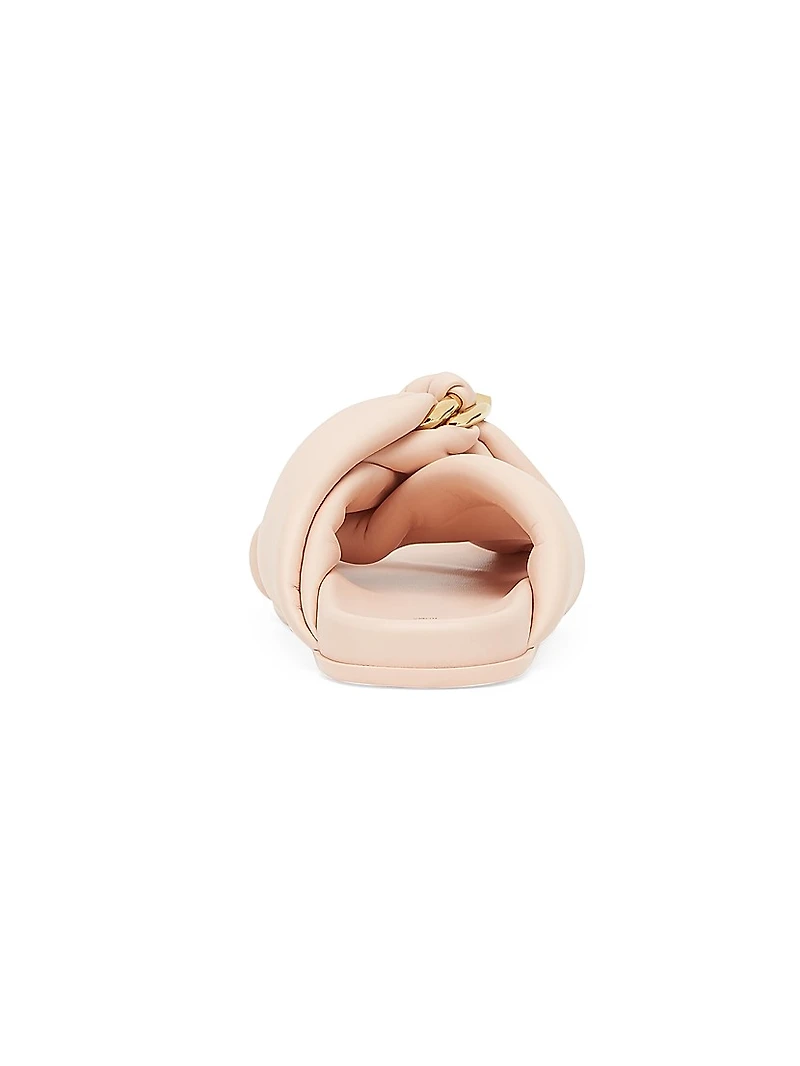 Fendi Feel Knot Leather Slide Sandals