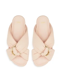 Fendi Feel Knot Leather Slide Sandals