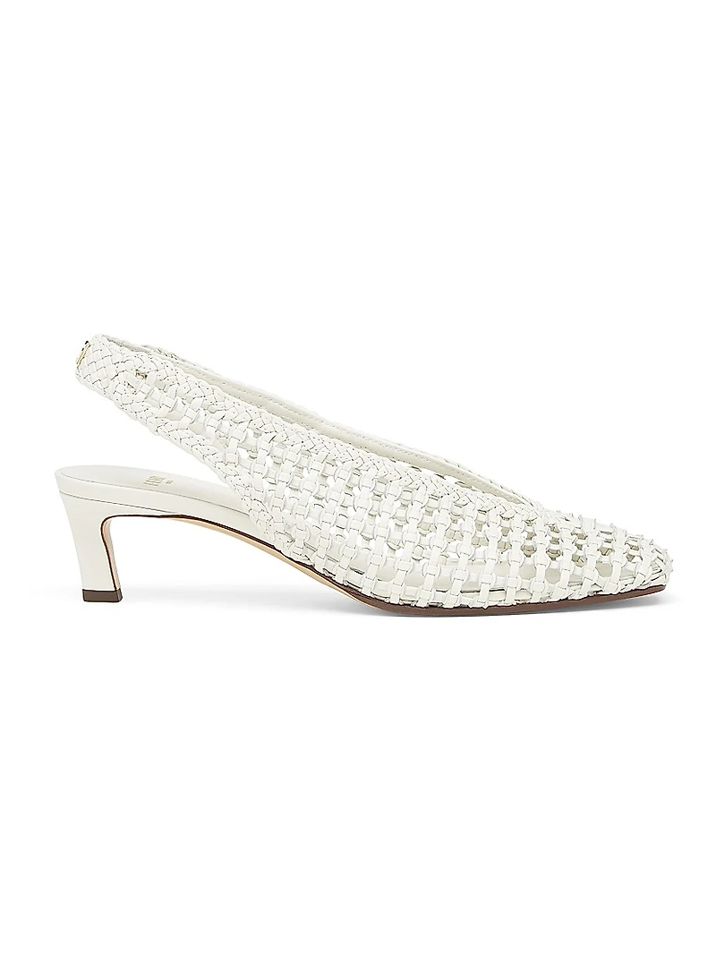 Woven Show Leather Slingback Pumps