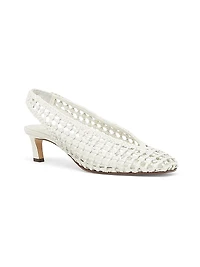 Woven Show Leather Slingback Pumps