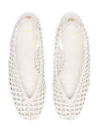 Woven Show Leather Slingback Pumps