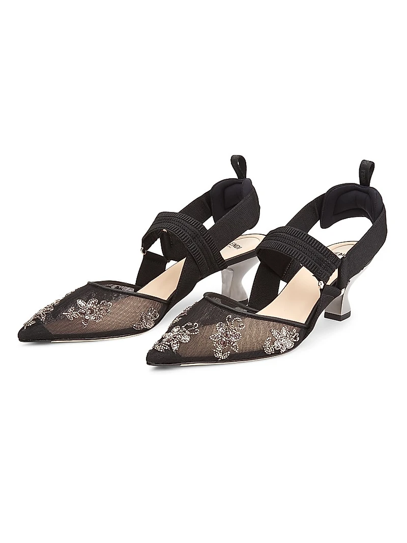 Floral Embroidered 55MM Pumps