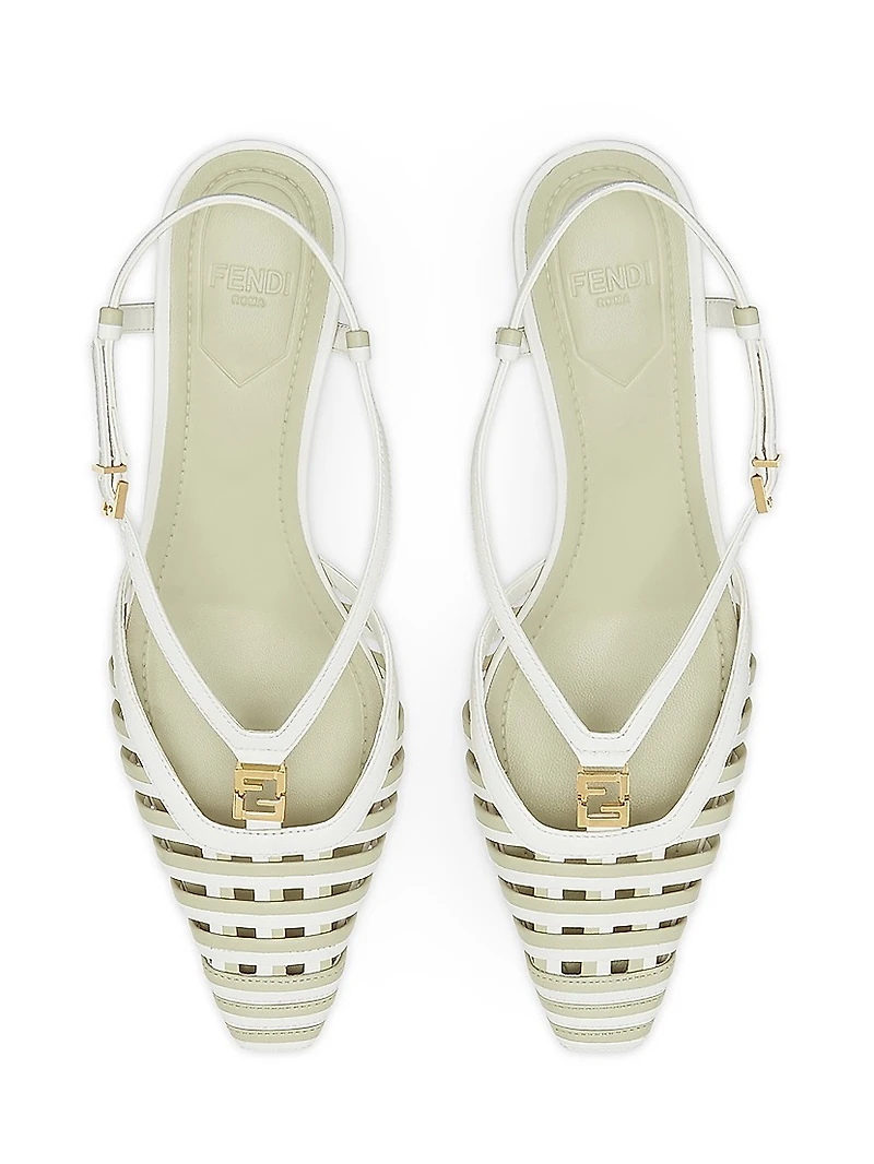 Fold 40MM Striped Cut-Out Leather Kitten-Heel Pumps