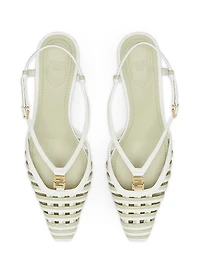 Fold 40MM Striped Cut-Out Leather Kitten-Heel Pumps