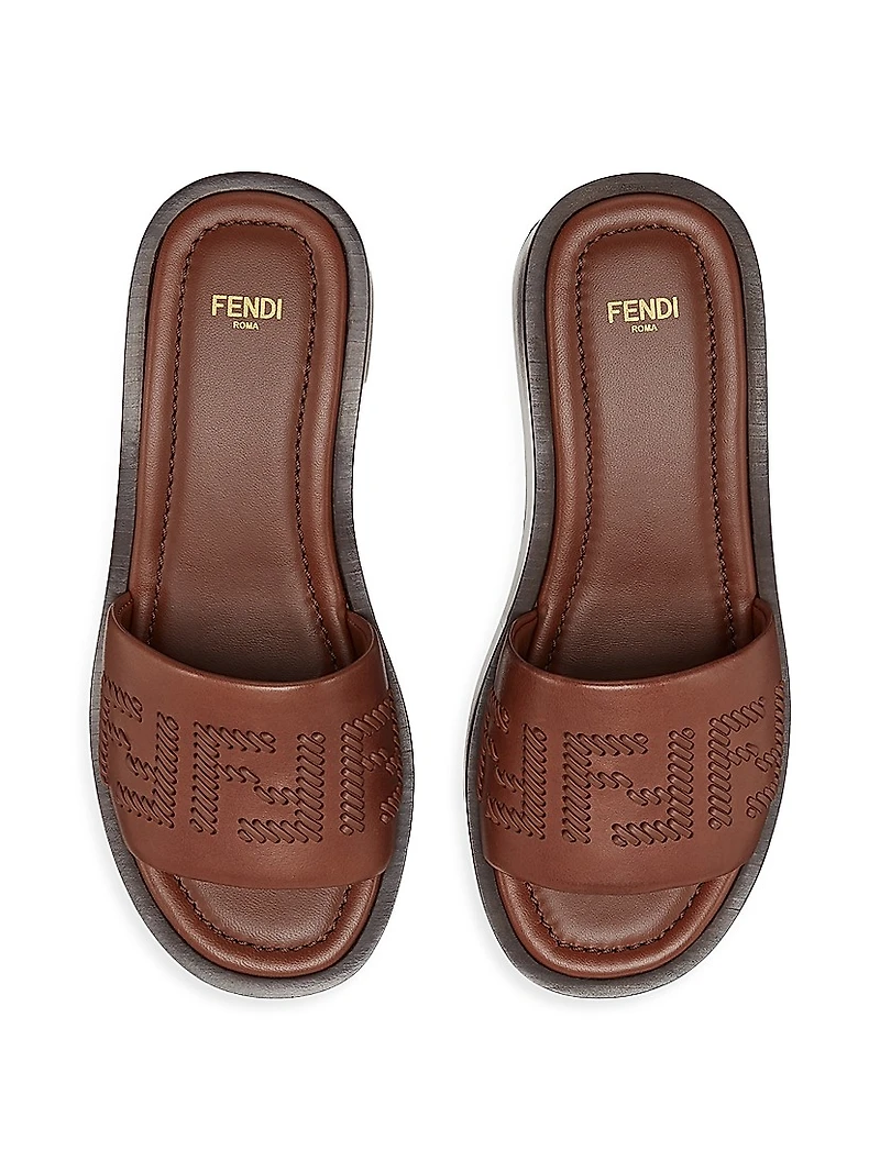 Sunshine 65MM FF Leather Platform Slide Sandals