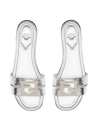 Fold Metallic Leather Slide Sandals