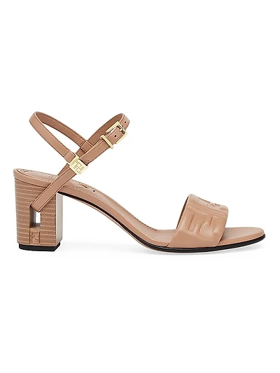 Delfina 65MM FF Debossed Leather Sandals
