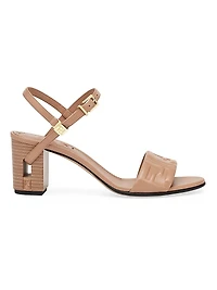 Delfina 65MM FF Debossed Leather Sandals