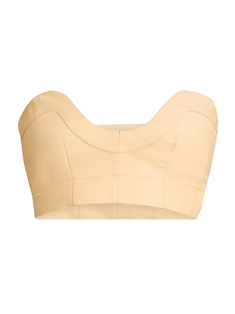 Wool-Blend Voile Bustier Top