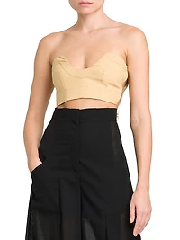 Wool-Blend Voile Bustier Top