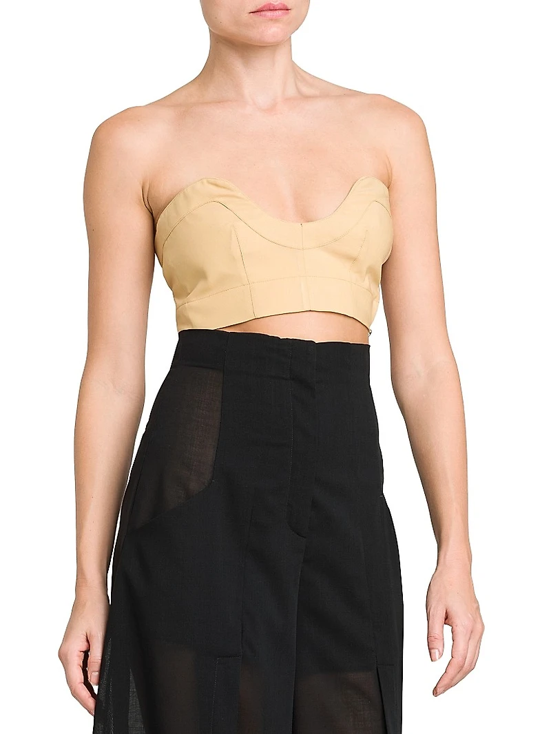 Wool-Blend Voile Bustier Top