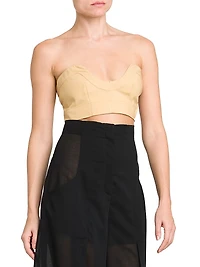 Wool-Blend Voile Bustier Top