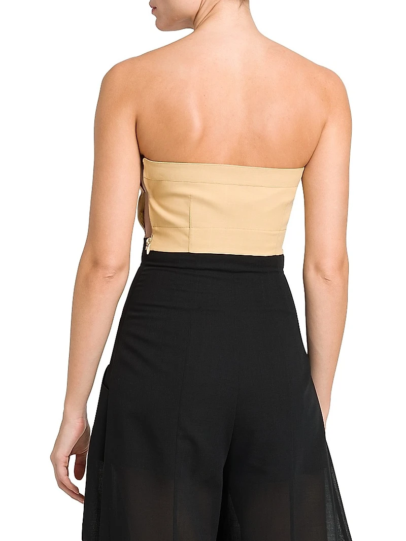 Wool-Blend Voile Bustier Top