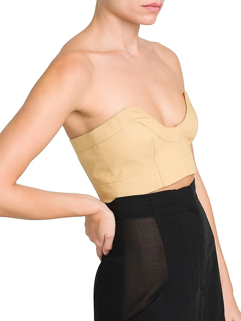 Wool-Blend Voile Bustier Top