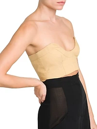 Wool-Blend Voile Bustier Top