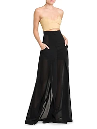 Wool-Blend Voile Bustier Top